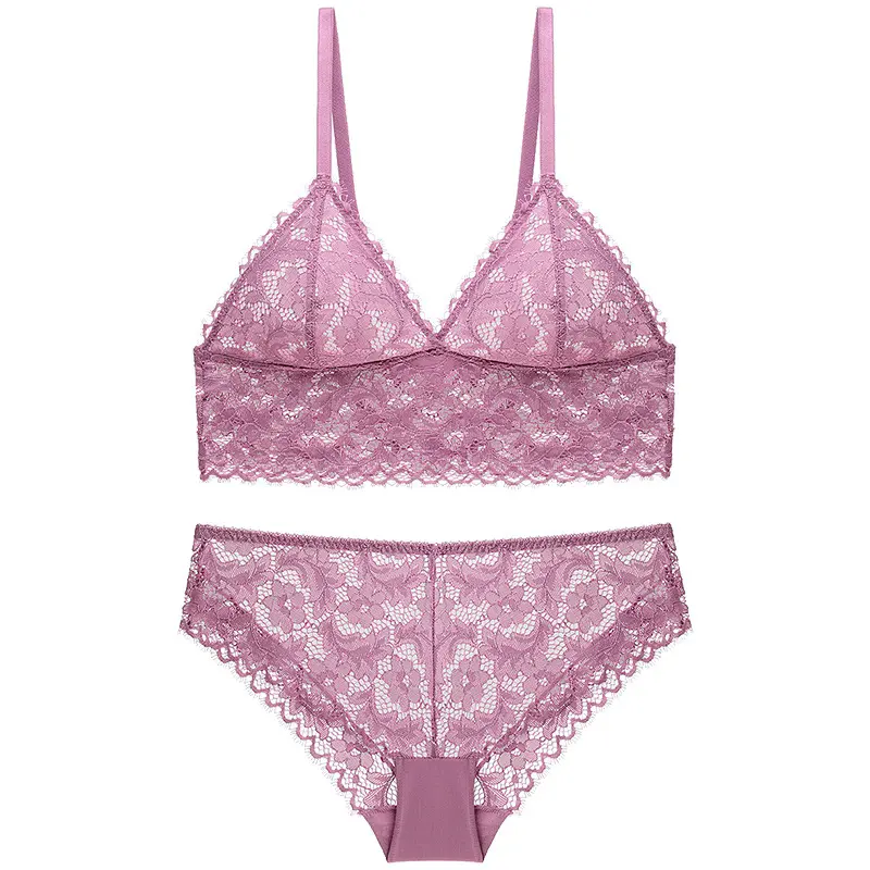 Ladies no steel ring lace bra set