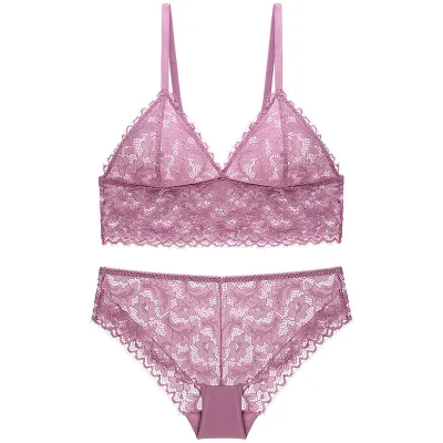 Ladies no steel ring lace bra set