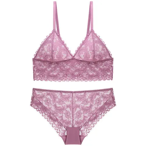 Ladies No Steel Ring Lace Bra Set