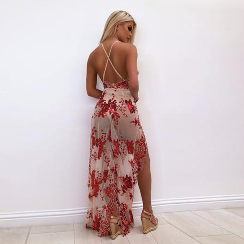 Mesh sexy suspender dress