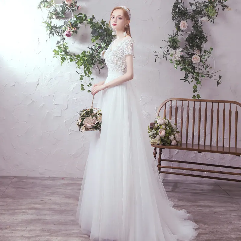 Bride Sen's Simple Atmosphere Small Tail Gauze Dress Skirt