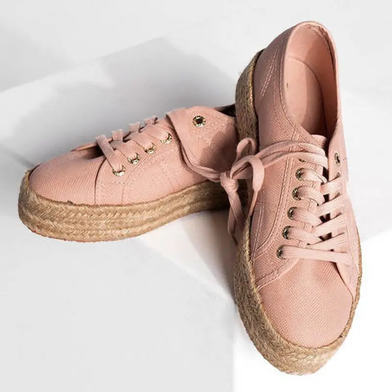 Straw platform casual shoes