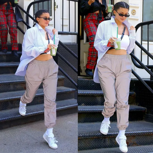 Women's luminous elastic casual pants Grey - Shop at LoveMi