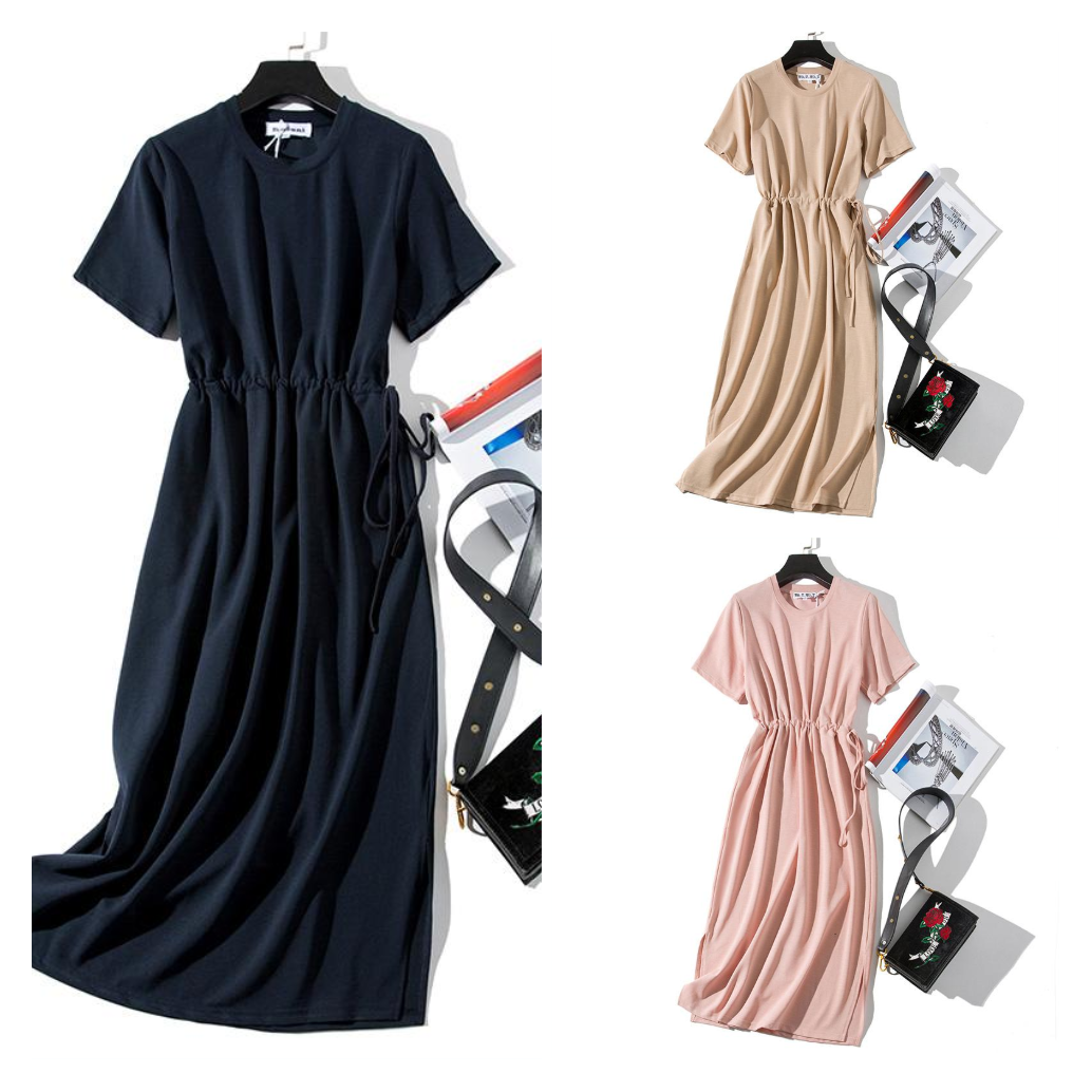 Round neck A-line skirt dress