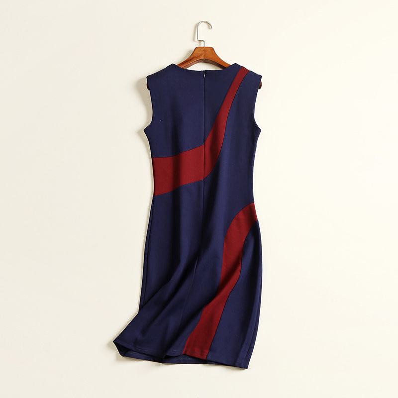 All-match contrast color vest skirt