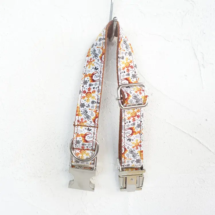 Golden christmas pet collar