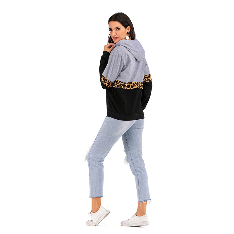 Long-sleeved stitching contrast color hoodie