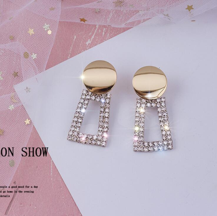 Full diamond geometric earrings
