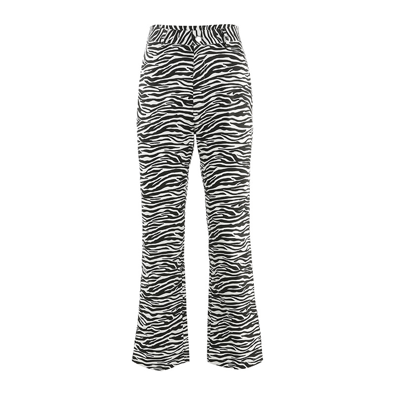 Black and white pattern straight leg pants Black - Shop at LoveMi