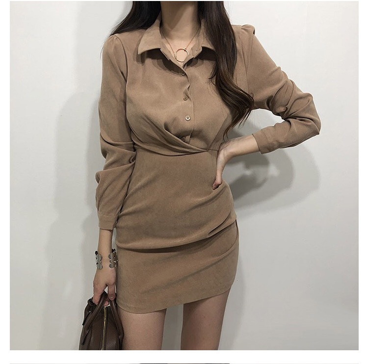 Retro waist slim dress