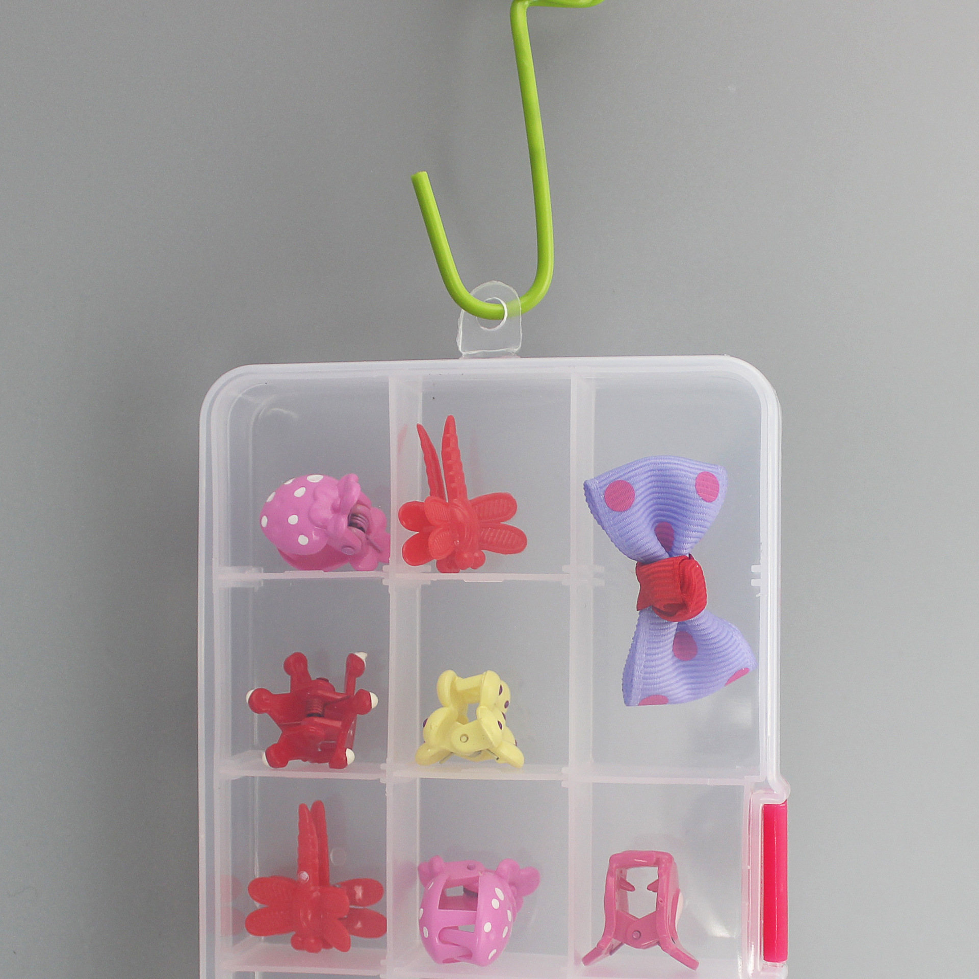 Plastic 15 compartment transparent storage box (Orange-1pc)