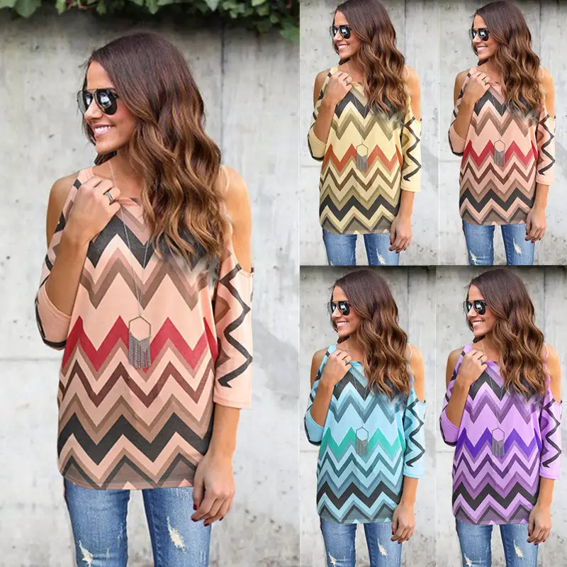 Wave striped off-shoulder top
