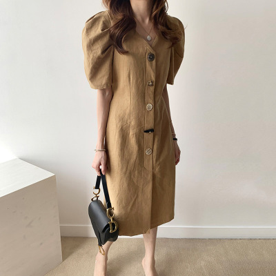 Puff sleeve tie dress