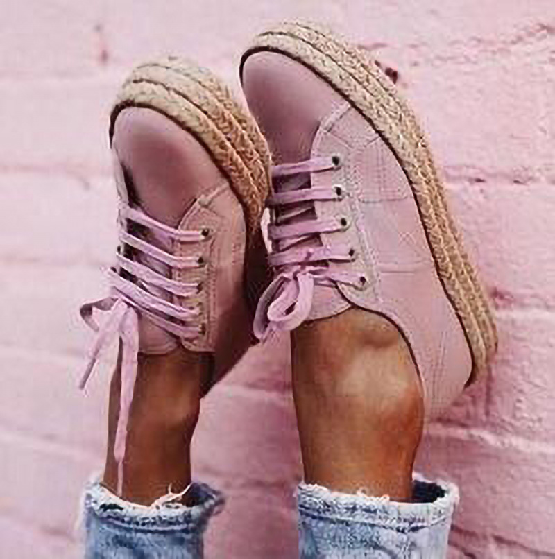 Straw platform casual shoes