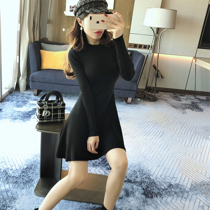 Long sleeve knit bottoming shirt solid color long sleeve