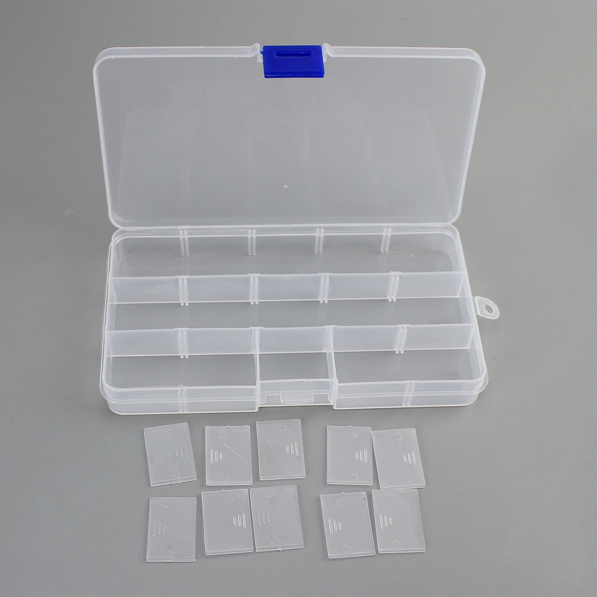 Plastic 15 compartment transparent storage box (Orange-1pc)