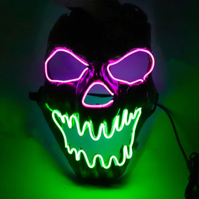 Scary face LED glow mask Pink Green Light - Shop at LoveMi