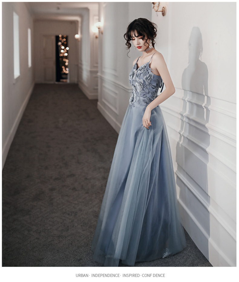 Sexy dress with blue suspenders