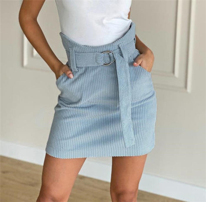 Corduroy lace-up skirt with hips