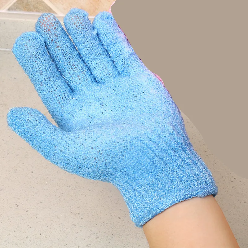 Bath towel gloves Candy color mud towel Bathroom glove bath towel - Blue