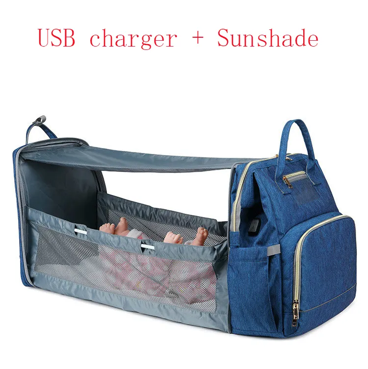 Portable Folding Crib Mummy Bag Portable - Blue