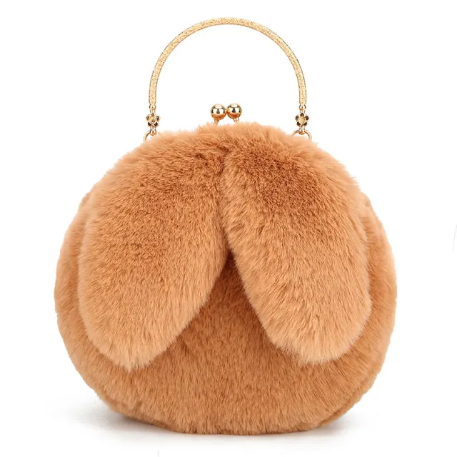 Fashion chain ear plush handbag Coffee - Shop at LoveMi