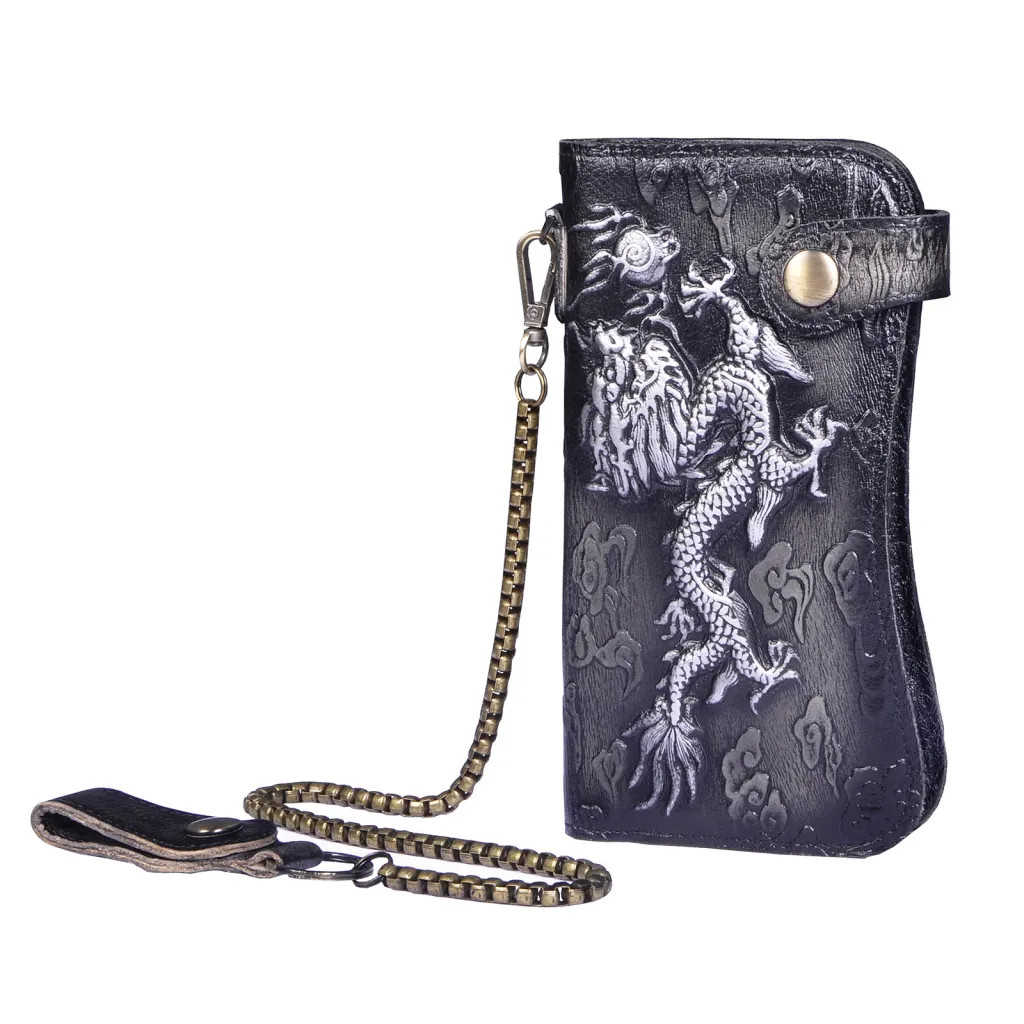 Portefeuille en cuir véritable dragon - tigre - G
