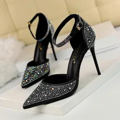 One word with shiny rhinestone female cool - Black - View 1