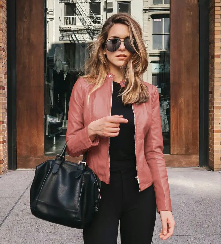 Leather PU suit jacket - Pink