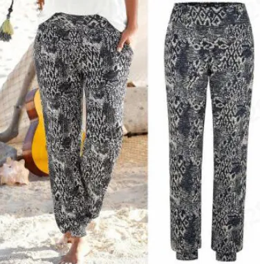 Loose printed high waist trousers Black Pattern - Shop at LoveMi