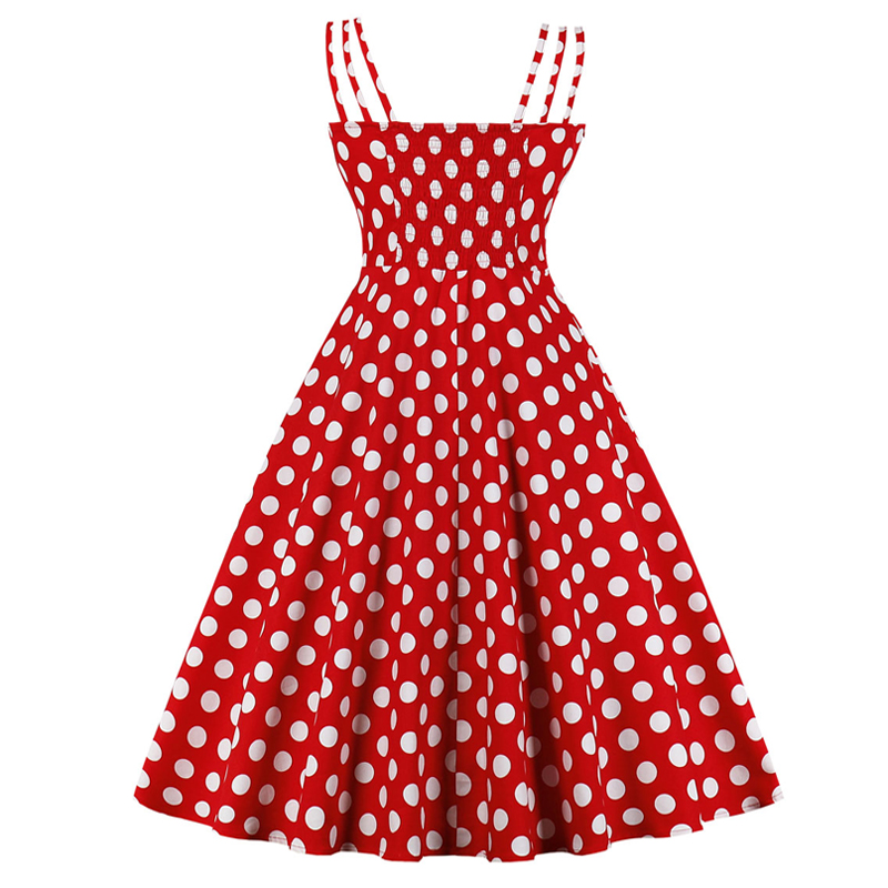 Ladies Polka Dot Sling Slim Dress