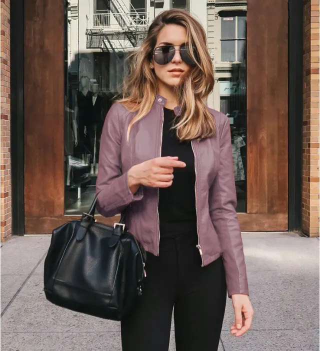 Leather PU suit jacket Purple - Shop at LoveMi