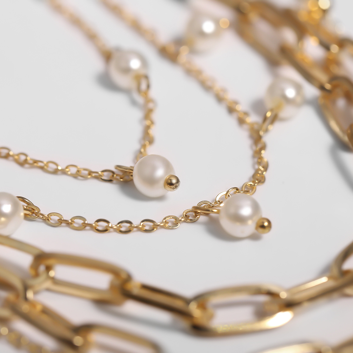 Imitation pearl tassel multilayer necklace female jewelry