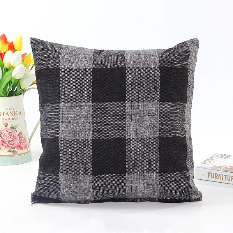 Lattice square pillow, home living room sofa pillow - Black And Grey