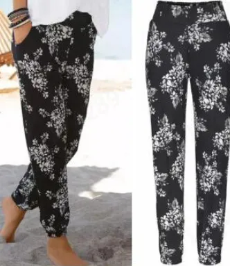 Loose printed high waist trousers Black And White - Shop at LoveMi