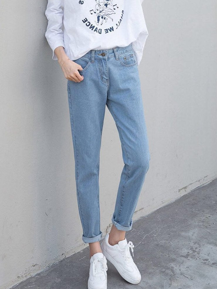 Women's Jeans Full Length Denim Pants Blue - Shop at LoveMi