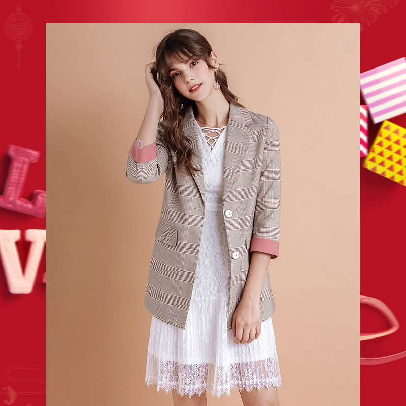 All-match lace waist waist slim pleated skirt