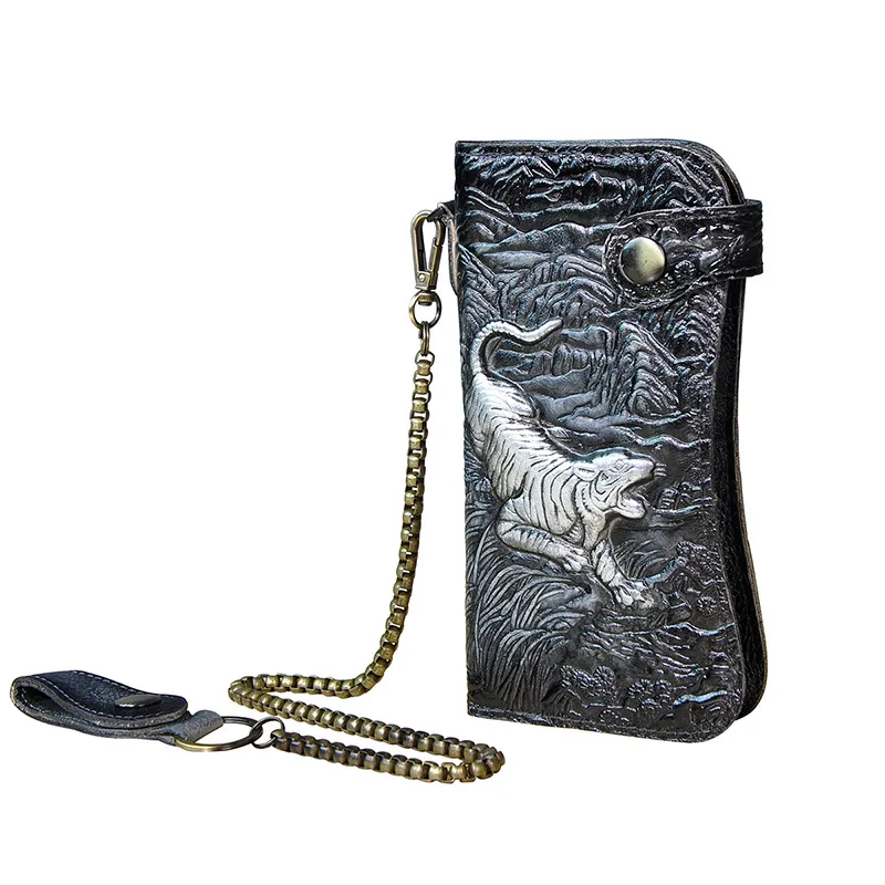 Portefeuille en cuir véritable dragon - tigre - O