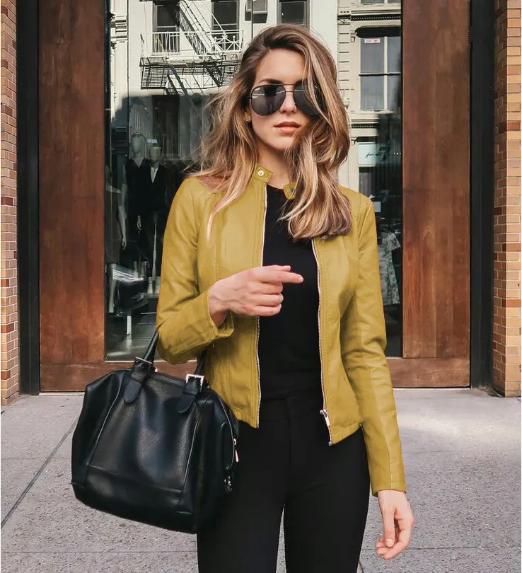 Leather PU suit jacket - Yellow