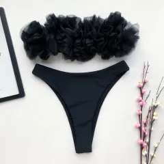 Wrapped bikini - Black - View 1