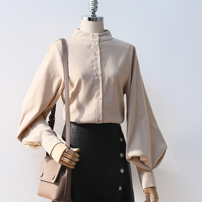 Lantern Sleeve Stand Collar Shirt, picture 6 of 6