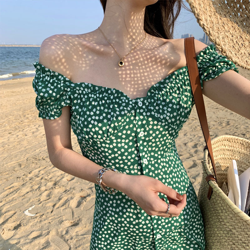 One-line neck strapless dress