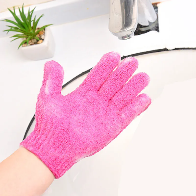 Bath towel gloves Candy color mud towel Bathroom glove bath towel - Rose Red