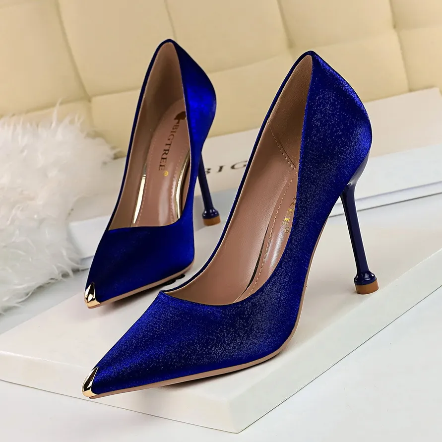 Metallic satin stiletto heels - Blue