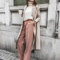 Women's loose high waist denim trousers - Pink - View 1