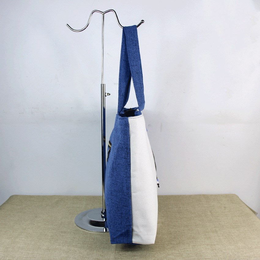 Color block hand painted canvas bag