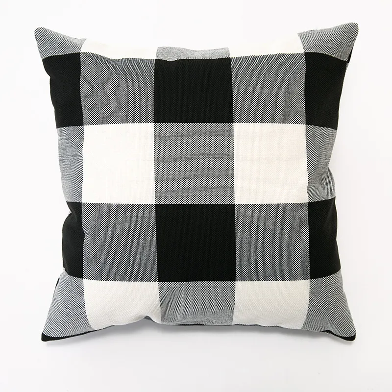 Lattice square pillow, home living room sofa pillow - Black And White