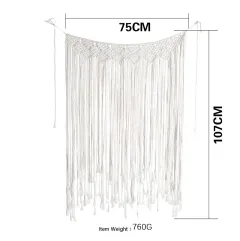 Macrame Wall Hanging Handmade Bohemian Chic Woven Baby Room Geometric Tapestry Art Beautiful Apartment Home Decoration Accessory - White - View 1