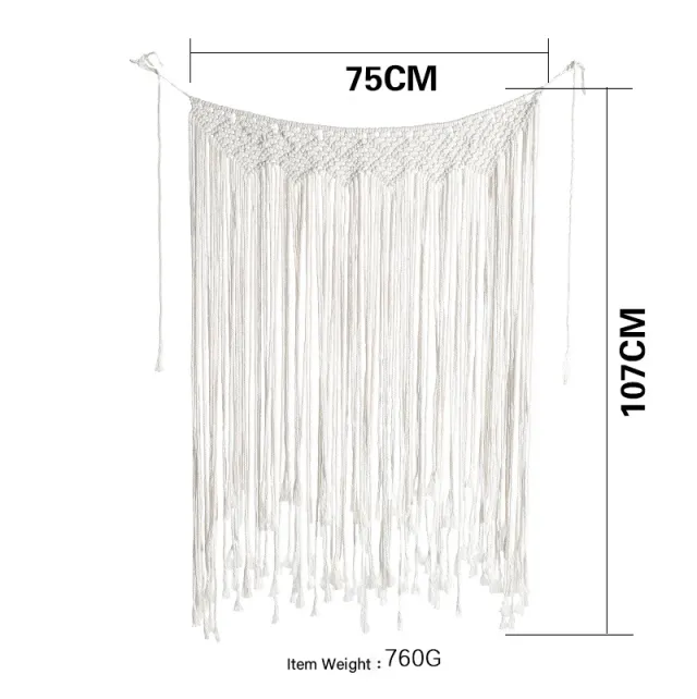Macrame Wall Hanging Handmade Bohemian Chic Woven Baby Room Geometric Tapestry Art Beautiful Apartment Home Decoration Accessory White - Shop at LoveMi