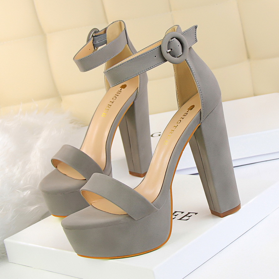 Platform belt buckle sandals Grey - Shop at LoveMi